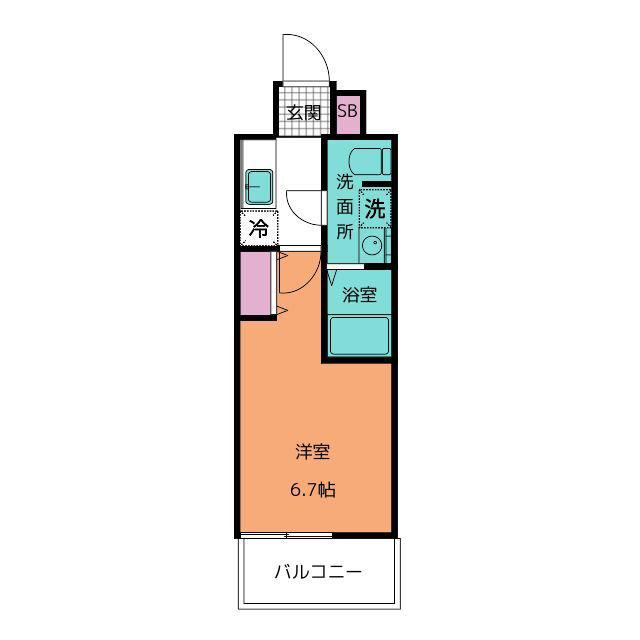ケイディーエックスレジデンス原木中山(1K/3階)の間取り写真