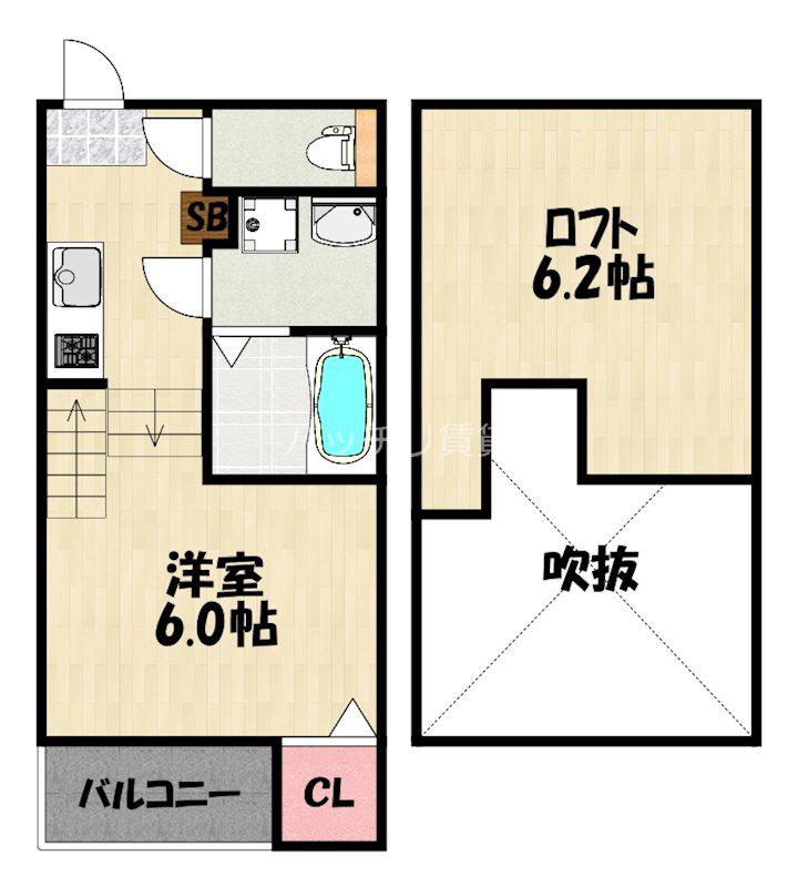 サンソレイユ(1K/2階)の間取り写真