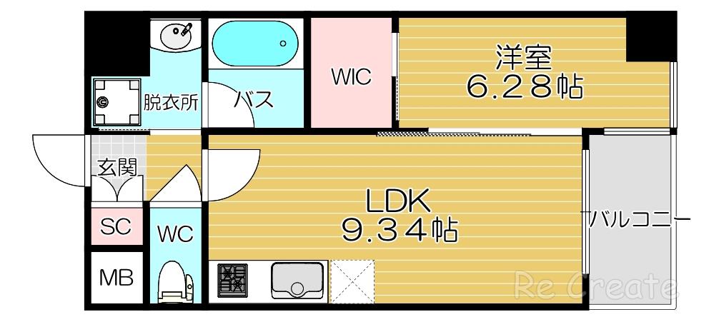 VINOプレジオ本町(1LDK/8階)の間取り写真