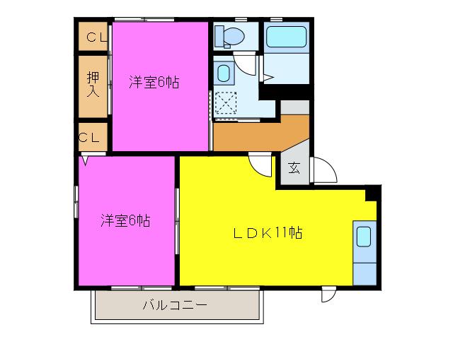 コートAXIS(2LDK/2階)の間取り写真