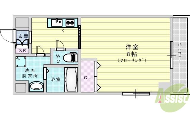 ELSOL ESAKA(1K/9階)の間取り写真