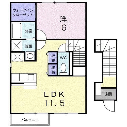 アウスレーゼI(1LDK/2階)の間取り写真