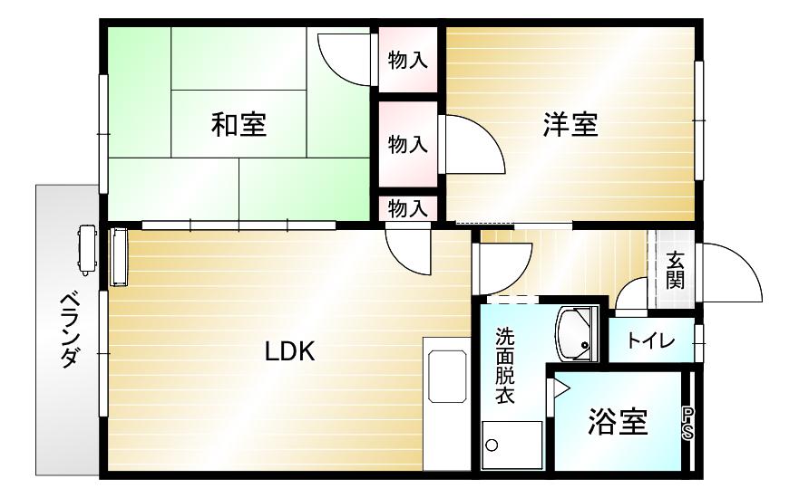 レザンハイツ(2LDK/2階)の間取り写真
