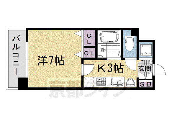 スワンズ京都五条大宮(1K/6階)の間取り写真