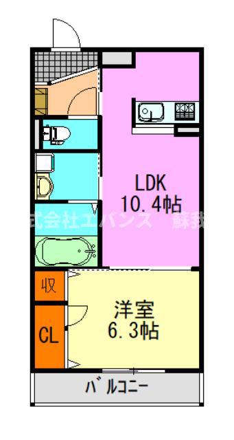 ボナール港町(1LDK/2階)の間取り写真
