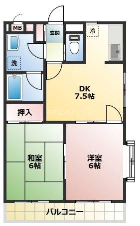 エクレールIII(2DK/2階)の間取り写真