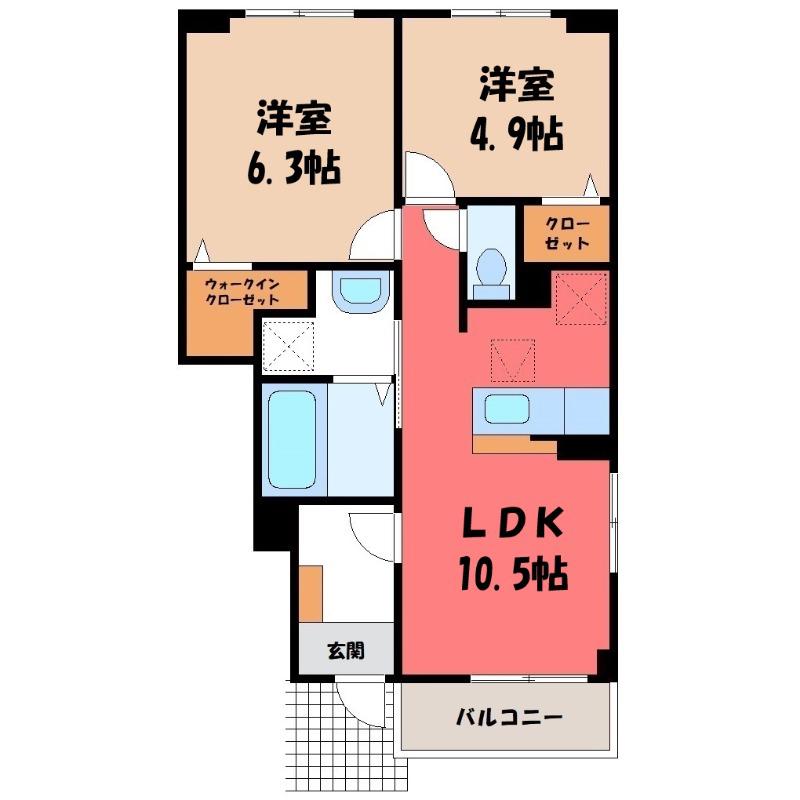 上辺見アパート(2LDK/1階)の間取り写真