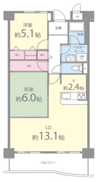 グランリジェール(2LDK/4階)の間取り写真