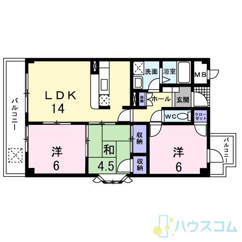 コスモスシンコ(3LDK/6階)の間取り写真
