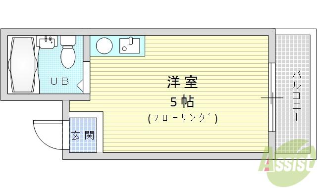 ビスタ緑地Ⅱ(ワンルーム/3階)の間取り写真