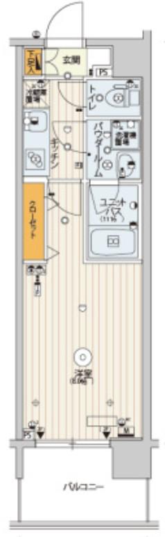 スカイコートパレス錦糸町(1K/8階)の間取り写真