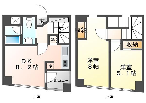 東亜建設第6ビル(2DK/3階)の間取り写真
