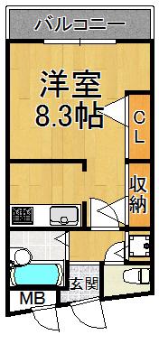 三和建設中山寺ビル(ワンルーム/4階)の間取り写真