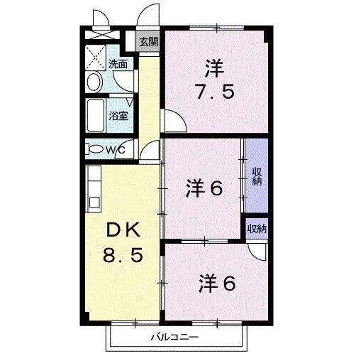 サンヒルズ千代田1(3DK/1階)の間取り写真