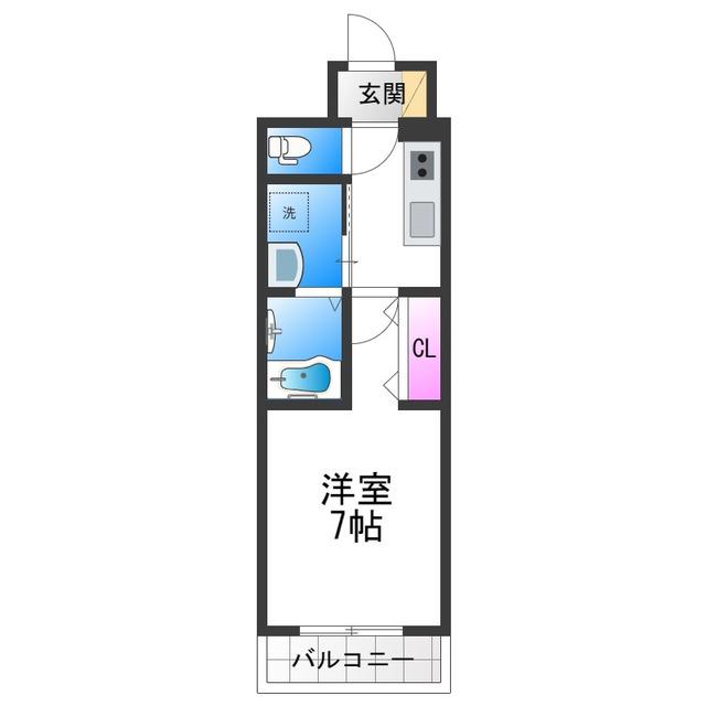 アーバンパーク田辺(1K/7階)の間取り写真