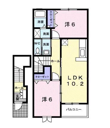 サニーグリーンC(2LDK/2階)の間取り写真