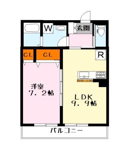 ベルメゾンF 1(1LDK/2階)の間取り写真