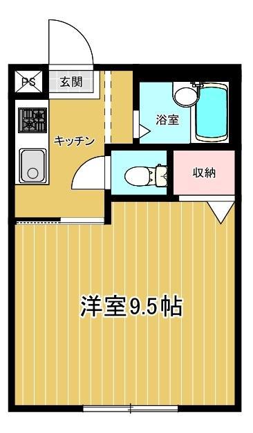 ヒルサイドフラット(1K/2階)の間取り写真