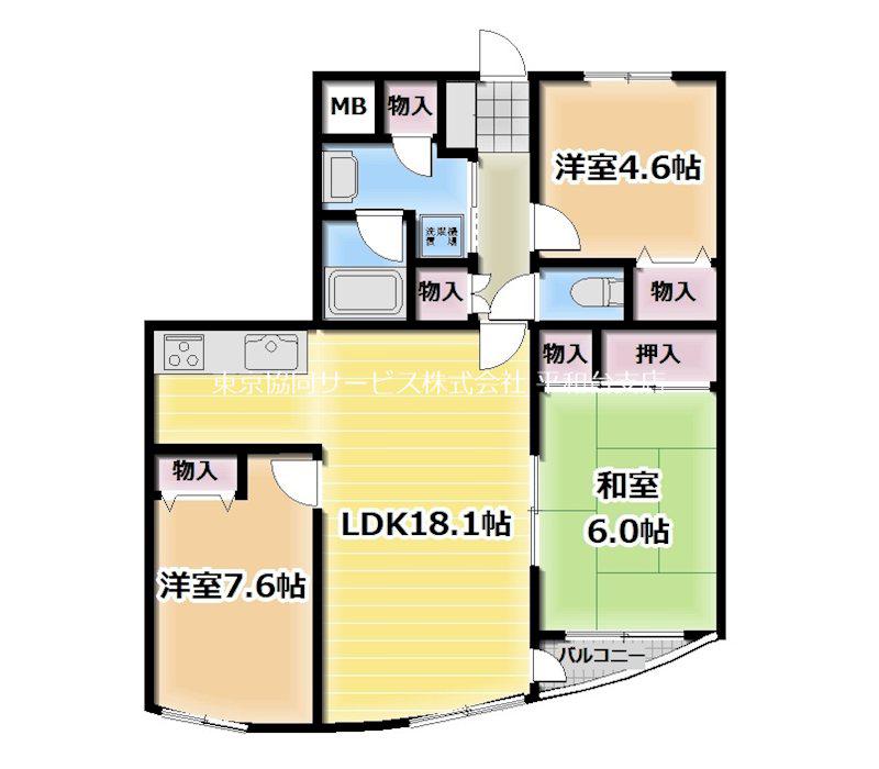 平和台STビルII(3LDK/9階)の間取り写真