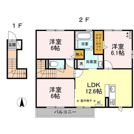 ＪＲ東海道本線 浜松駅 バス乗車時間：19分 最寄りバス停で下車 徒歩4分 2階建 築11年(3LDK/2階)の間取り写真