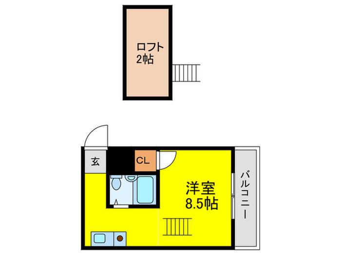 エフィーネ西田辺(ワンルーム/4階)の間取り写真