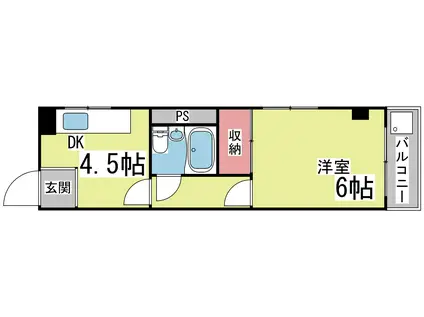 フレンドマンション(1DK/3階)の間取り写真