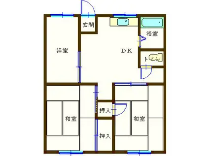 今浦ハイツIII(3DK/2階)の間取り写真