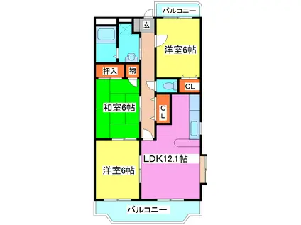 クラルテII番館(3LDK/2階)の間取り写真