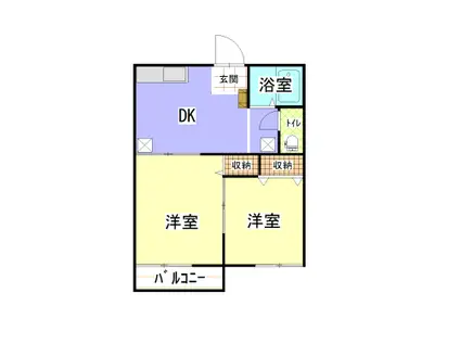 ハイム安井C棟(2DK/2階)の間取り写真