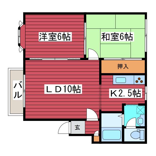 クロバーヒル(2LDK/2階)の間取り写真