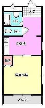 高松琴平電鉄琴平線 三条駅(高松) 徒歩36分 3階建 築29年(1DK/2階)の間取り写真