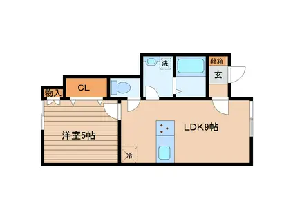 LA.LUNA(1LDK/1階)の間取り写真