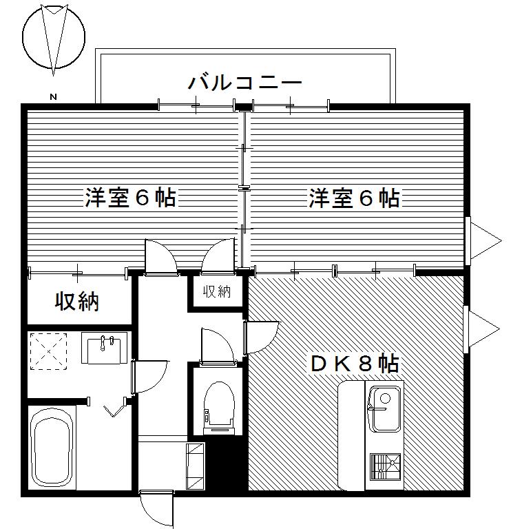 ヴィラ・オトンヌ(2DK/2階)の間取り写真