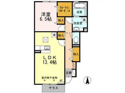 ウェルカムコートY&R(1LDK/1階)の間取り写真