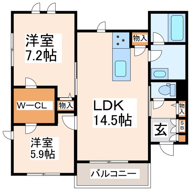 SERENO(2LDK/2階)の間取り写真