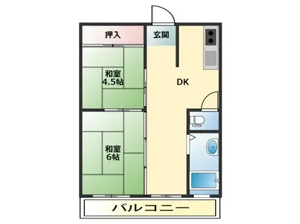 箕面グリーンハイツI(2DK/1階)の間取り写真