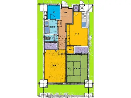マンションサンエイド足利(2DK/3階)の間取り写真