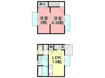 クレール五反田(2DK/1階)の間取り写真