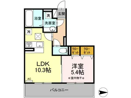 D-ROOM 紅雲町 C(1LDK/2階)の間取り写真