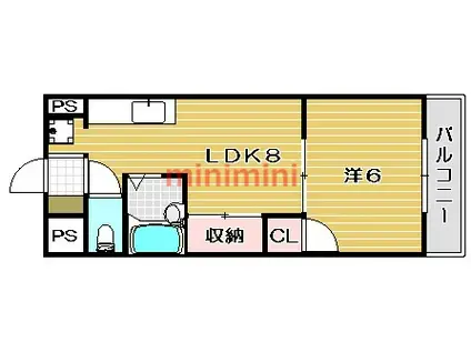 山崎第6マンション(1LDK/4階)の間取り写真