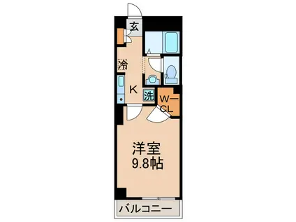 フォブール藤塚(1K/3階)の間取り写真