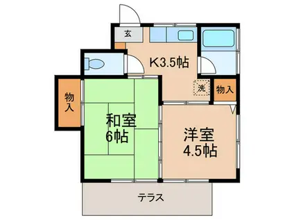 コーポ田中(2K/2階)の間取り写真