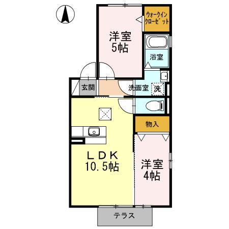 ハイム西五城III(2LDK/1階)の間取り写真
