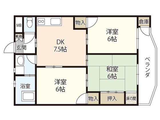 中川ビル(3DK/3階)の間取り写真