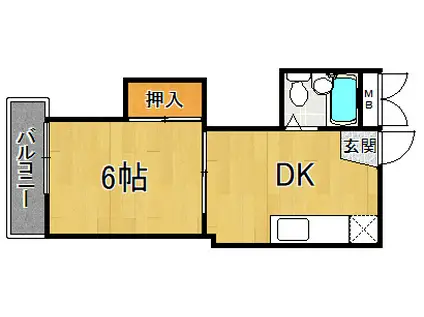 南塚口アベニュー(1DK/2階)の間取り写真