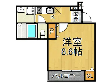 フジパレス武庫川駅東(1K/1階)の間取り写真