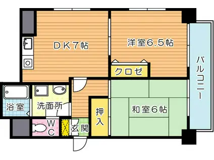 ダイナコートピア黒崎II(2DK/9階)の間取り写真