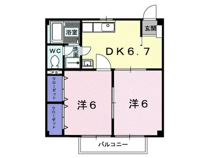 メゾン湯浅(2DK/1階)の間取り写真