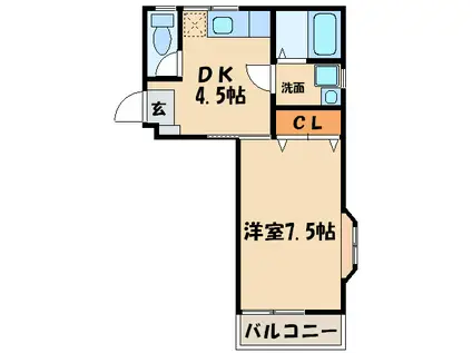 レガートMOMOCHI(1DK/1階)の間取り写真