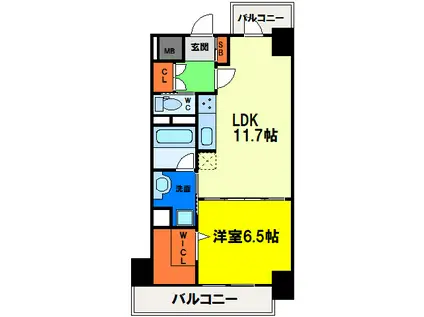 レジデンス西梅田(1LDK/9階)の間取り写真